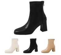 Women's Pointed Toe Ankle Boots Side Zipper Stiletto High Heel Chunky Cowboy Cowgirls Short Boots Ladies Western Casual Comfort Lightweight Leather Shoes Black a