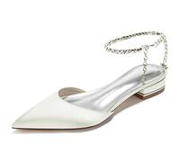 Women's Pointed Toe Ankle Strap Heels, 2.5cm Low Heel Pumps, Adjustable Buckle Slip-On Shoes, Versatile Work to Party Look, All-Day Comfort,H,42