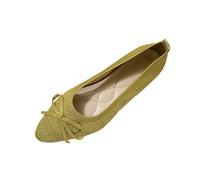 Women's Pointed Toe Bowknitted Ballet Comfortable Elegant Mesh Loafers Women's Slides Sandals (Gold, 7)