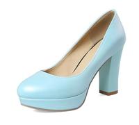 Women's Pointed Toe Platform Office Shoes Slip-On High Heel Work Pumps Professional Court Shoes for Office Work & Business Meetings Classic Dress Footwear,Blue,8 UK