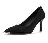 Women's Pointed Toe Satin Stiletto Heels with Soft Lining and Anti Slip Sole Elegant Court Pumps for Work, Business, Wedding & Daily Wear,Black 7cm,3 UK