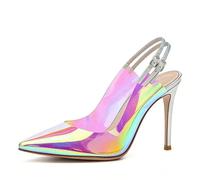 Women's Pointed Toe Slingback Dress Pumps Stiletto High Heel Party Prom Shoes Slip on Clear Summer Sandals with Buckle,Color,11 UK