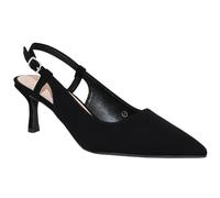 Women's Pointed-Toe Slingback Kitten Heel Pumps, Classic Style, Black Nubuck, 5 UK Wide