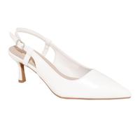 Women's Pointed-Toe Slingback Kitten Heel Pumps, Classic Style, Ivory Pu, 6 UK Wide