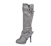 Womens Pointed Toe Stiletto Heel Knee High Boots Ladies Combat Boots Autumn Winter Fashion Womens Ladies Sexy Buckle Stretch Boots Graceful Ladies Casual Smart Party Shoes Booties