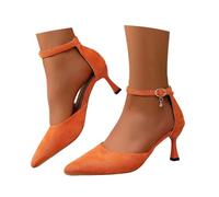 Women's Pointed Toe Stiletto Heels for Wedding, Elegant Suede Church Pumps with Adjustable Ankle Strap, Wide Fit Comfortable Bridal Shoes for Ceremony, Evening Party and Prom Night