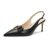 Women's Pointed Toe Stiletto Mid Heels Slingback Ankle Strap with Adjustable Buckle Pumps Dress Shoes Party Wedding Patent Leather 2.36 Inch,Black1,9