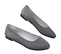Women's Pointed Toe Suede Ballet Flats Solid Color Shallow Mouth Slip on Casual Flats Shoes Lightweight Comfortable Soft Sole Loafers Office Formal Shoes Size 4.5 Dark Blue