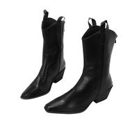Womens Pointed V Toe Western Booties, Cowboy Boots For Women Chunky, Distressed Vintage Finish Boot, Lightweight Soft Faux Leather Shoes for Daily City Walking, Mall Shopping