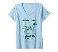 Women's Pointer Dog Funny Vintage Sometimes I Just Be Farting Meme V-Neck T-Shirt