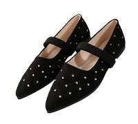 Women's Pointy Toe Penny Loafers Slip On Ballet Flats Comfortable Faux Suede Work Shoes, Ladies Shallow Simple Casual Flat Shoes for Work Office Formal World Book Day Formal Shoe Black