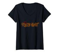 Womens Poison Heart Graffiti Red Love Urban Art Design V-Neck T-Shirt