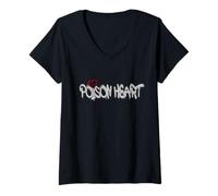 Womens Poison Heart Graffiti Red Love Urban Art Design V-Neck T-Shirt