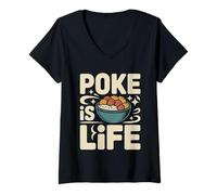 Womens Poke is Life Raw Fish Food Lover Cravings - V-Neck T-Shirt