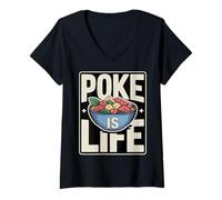 Womens Poke is Life Raw Fish Food Lover Cravings ||- V-Neck T-Shirt