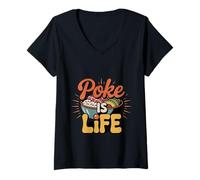 Womens Poke Is Life Raw Fish Food Lover Cravings ----- V-Neck T-Shirt