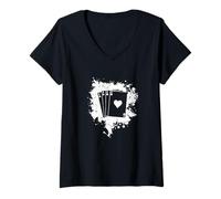 Womens Poker Hand Hearts V-Neck T-Shirt