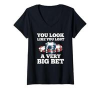Womens Poker Player Chips Card Game Gambler Bluff Bet Casino Funny V-Neck T-Shirt