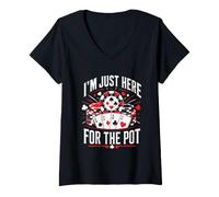 Women's Poker Player I'm JUST HERE for THE Pot Funny Texas Holdem V-Neck T-Shirt