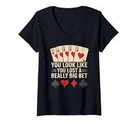 Womens Poker Player Royal Flush Cards Gambler Bet Casino Vintage V-Neck T-Shirt