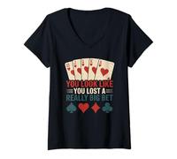 Womens Poker Player Royal Flush Cards Gambler Bet Casino Vintage V-Neck T-Shirt
