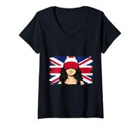 Women's Poland Britain Flags Roots British Polska Heritage Polish V-Neck T-Shirt