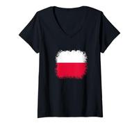 Womens Poland Polish Flag Krakow Warsaw Vacation Men Women Kids V-Neck T-Shirt