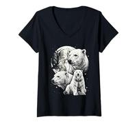 Women's Polar Bear 90s Style Vintage Aesthetic Y2K Polar Bear V-Neck T-Shirt