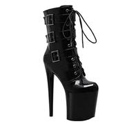 Women's Pole Dance Ankle Boots with 20CM Extreme Stiletto - Platform High Heel Shoes for Club Performances, Nightclub, Crossdressing,Black,11 UK