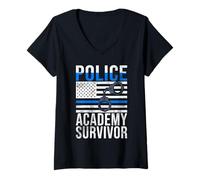 Womens Police Academy Survivor Police V-Neck T-Shirt
