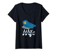 Womens Police Blue Line Border Patrol Cop | Police Wife V-Neck T-Shirt