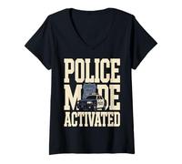 Women's Police Mode Activated Cop Patrol V-Neck T-Shirt