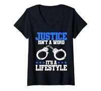 Womens Police Officer Justice Isnt A Word Its A Lifestyle V-Neck T-Shirt