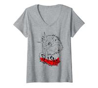 Women's Polish Eagle Art Over Map of Poland Poland Artistic History V-Neck T-Shirt