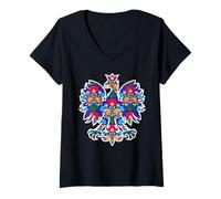 Women's Polish Eagle | WYCINANKI Folk Art Poland Xmas Easter Time V-Neck T-Shirt