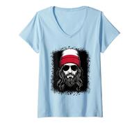 Women's Polish Flag Beanie Man National Pride V-Neck T-Shirt