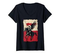 Womens Polish Hussar Armor Warrior Polska Heritage Power V-Neck T-Shirt