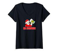 Womens Polish Santa Na Zdrowie Cheers Funny Holiday V-Neck T-Shirt