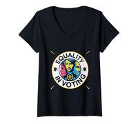 Womens Political Graffiti - Civic - Equality in Voting Graphic V-Neck T-Shirt