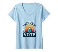 Womens Political Graffiti - Vote, Civic - Rise and Vote Graphic V-Neck T-Shirt