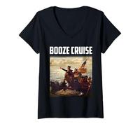 Womens Political Party Booze Cruise Shades & Red Cups V-Neck T-Shirt