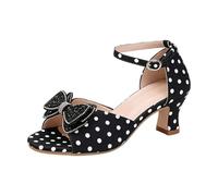 Women's Polka Dot High Heel Sandals, Sparkly Bow Knot Peep Toe Shoes with Ankle Strap, Summer Party Dress Sandals