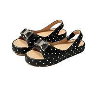 Women's Polka Dot Platform Sandals Casual Peep Toe Slingback Black-A