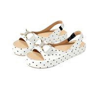Women's Polka Dot Platform Sandals Casual Peep Toe Slingback White-A