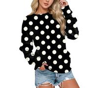 Womens Polka Dot Sweatshirt Crewneck Pullover Oversized Sweatshirts Stylish Casual Sweat Shirt Loose Fit Fall 2024 New