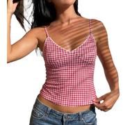 Women's Polka Dot Tank Tops Boat Neck Tight Going Out Y2k Slim Vest Shirts (Z9-Rose Red, S)