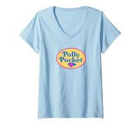 Women's Polly Pocket - Classic Logo V-Neck T-Shirt, Baby Blue, Medium