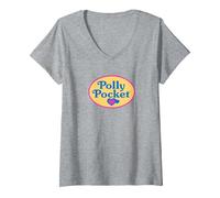 Women's Polly Pocket - Classic Logo V-Neck T-Shirt, Heather Grey, Medium