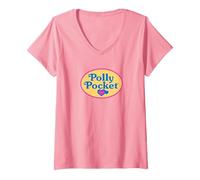 Women's Polly Pocket - Classic Logo V-Neck T-Shirt, Pink, Small