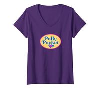 Women's Polly Pocket - Classic Logo V-Neck T-Shirt, Purple, Medium
